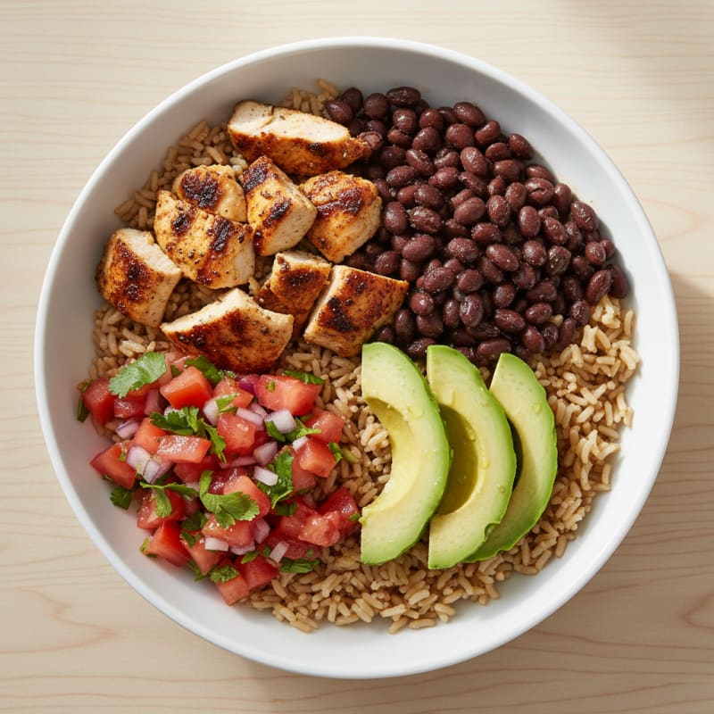 Grilled Chicken and Black Bean Burrito Bowl with Fresh Salsa
