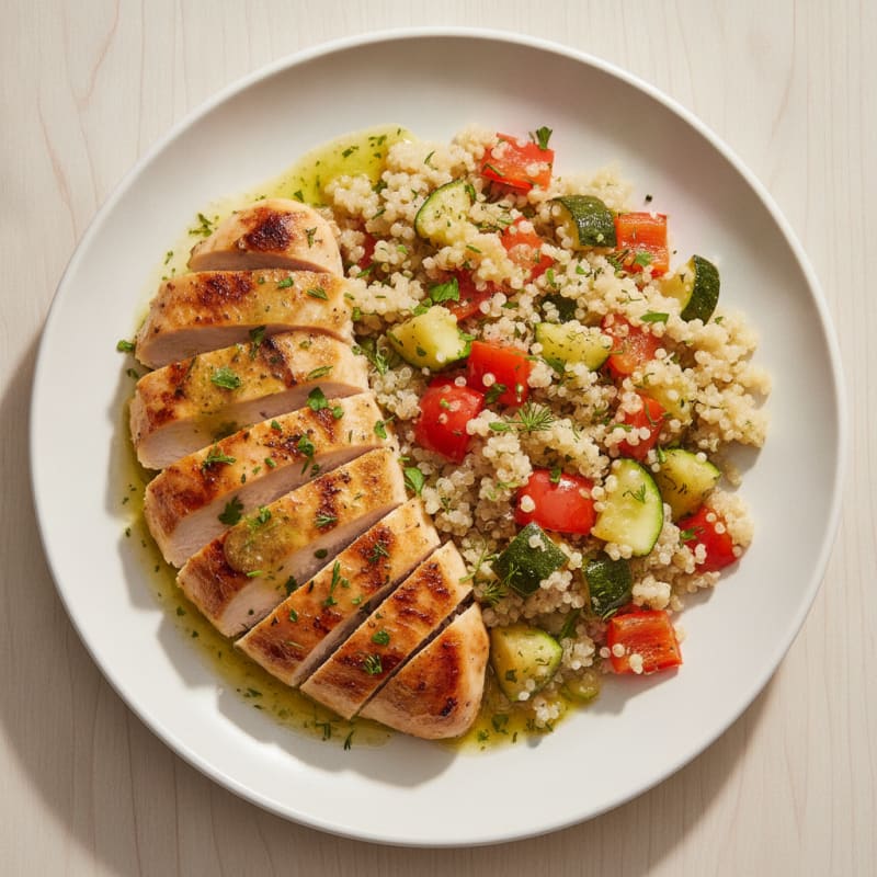 Grilled Chicken and Quinoa Bowl with Roasted Vegetables