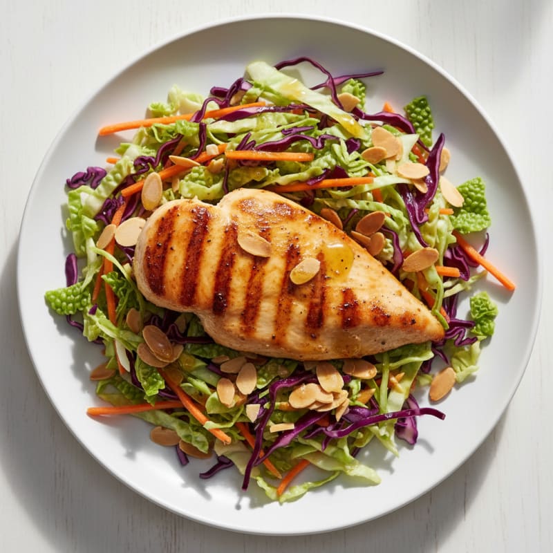 Grilled Chicken Breast with Crunchy Cabbage Slaw