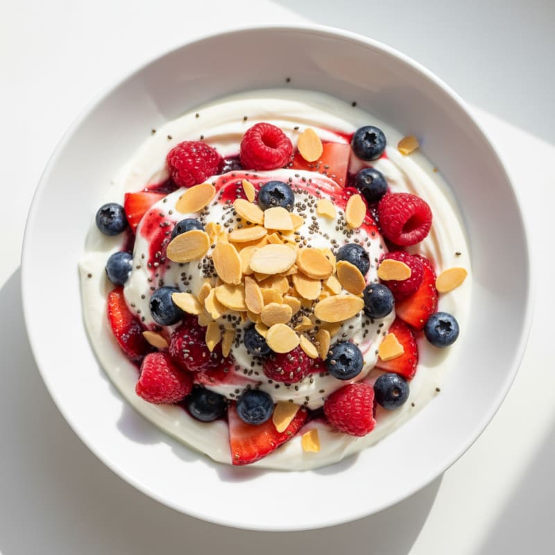 Vanilla Greek Yogurt Protein Parfait with Mixed Berries