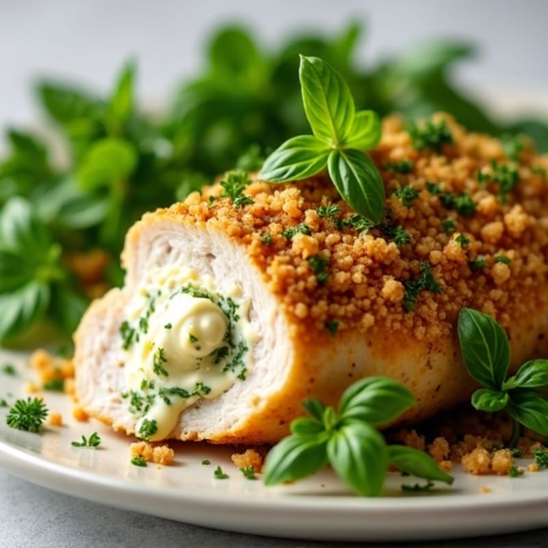 Herb-Crusted Cream Cheese Stuffed Chicken Breast