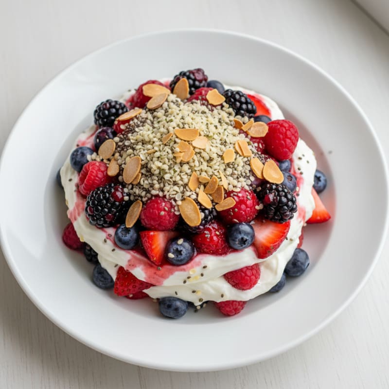 Greek Yogurt Protein Parfait with Mixed Berries