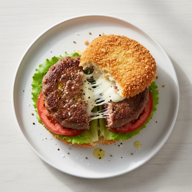 Crispy Mozzarella Stuffed Burger