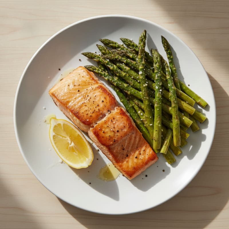 Pan-Seared Salmon with Roasted Asparagus