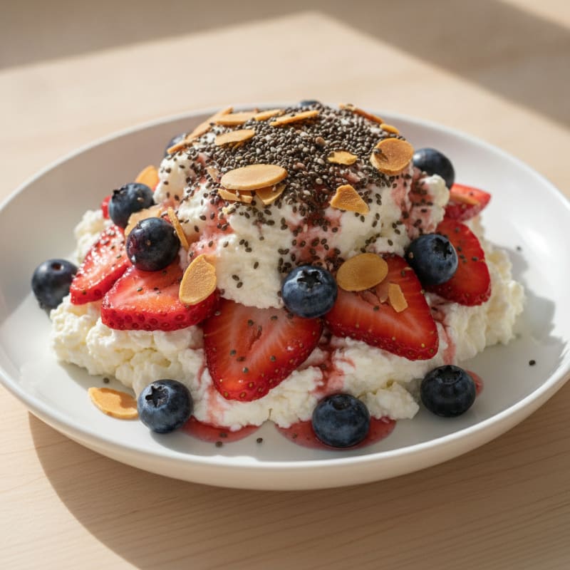 Cottage Cheese Berry Parfait with Chia Seeds
