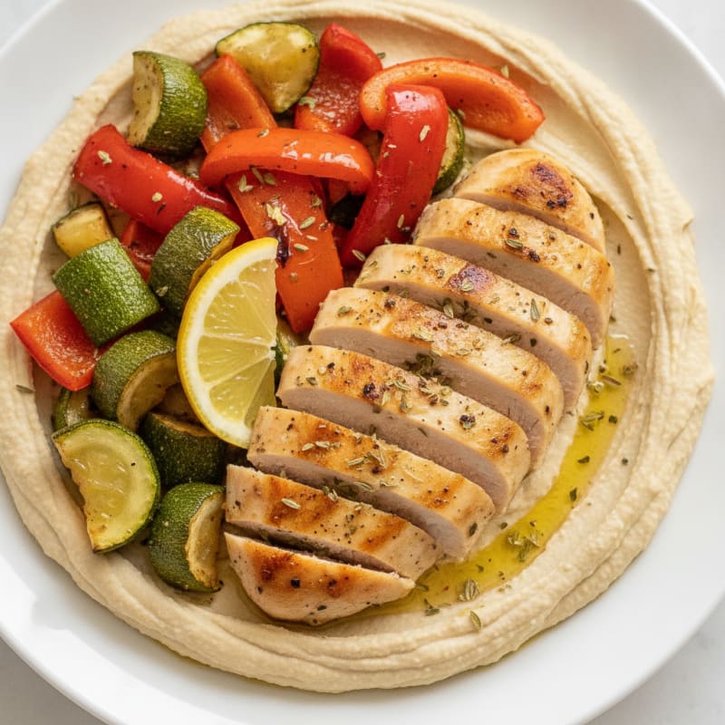 Mediterranean Hummus Platter with Roasted Vegetables