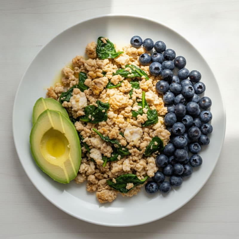 Scrambled Egg Whites with Turkey Mince and Spinach