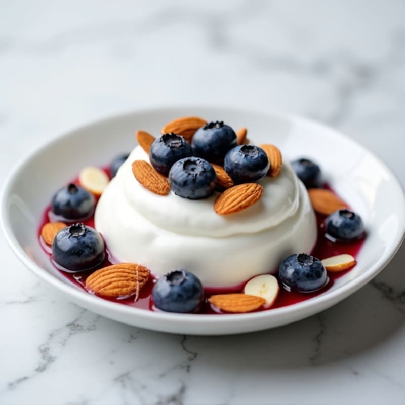 Greek Yogurt with Sliced Almonds and Blueberries