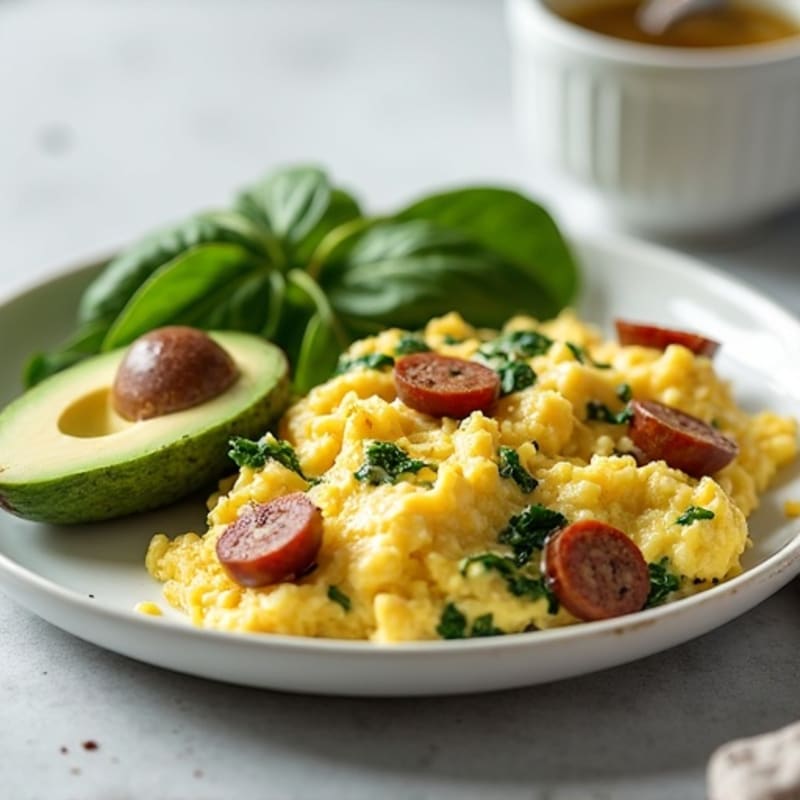 Egg White Scramble with Spinach and Turkey Sausage