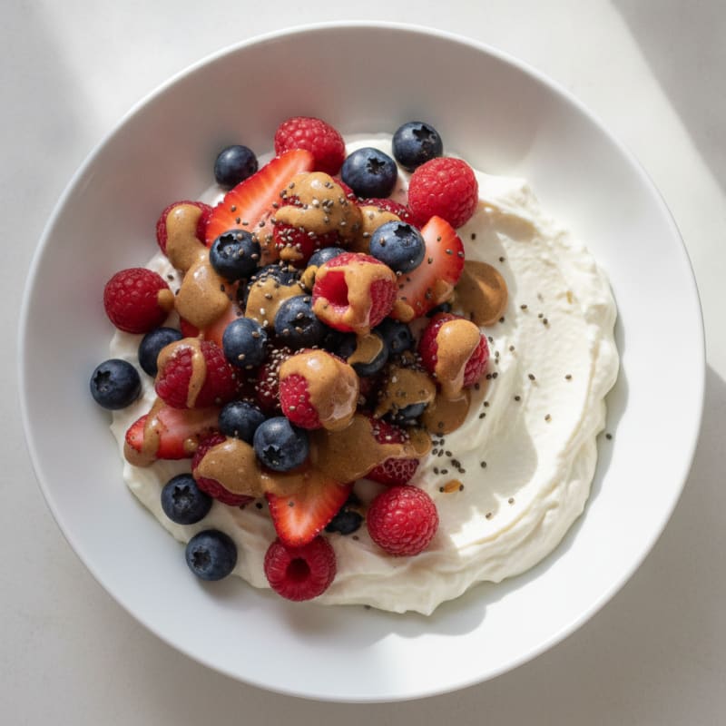 Silky Greek Yogurt Protein Pudding with Mixed Berries