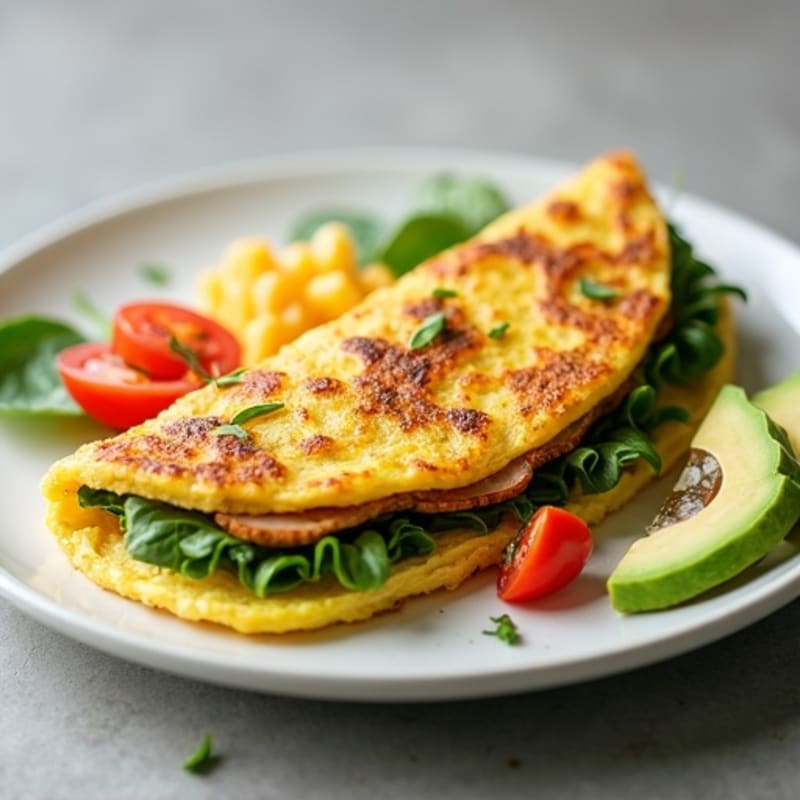 Crispy Egg White Omelet with Turkey and Spinach