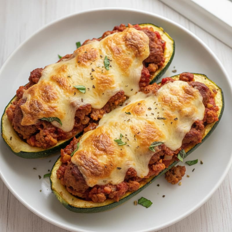 Sausage-Stuffed Zucchini Boats with Marinara