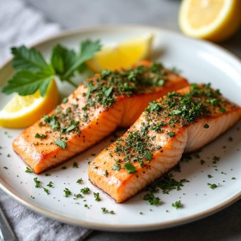 Pan-Seared Herb Crusted Salmon with Lemon