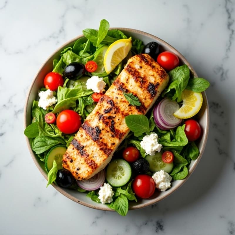 Fresh Mediterranean Chopped Salad with Herb-Marinated Feta