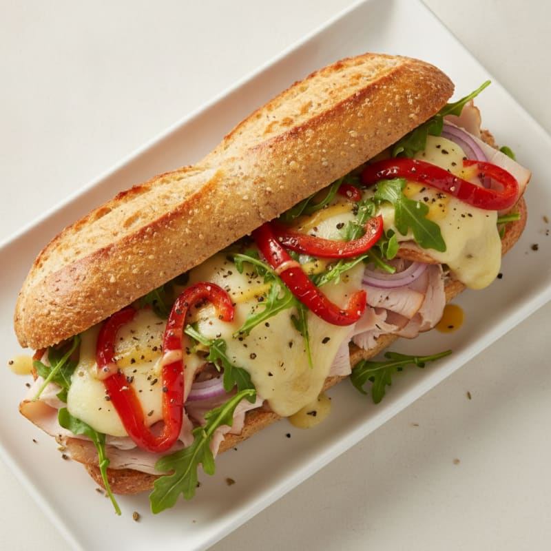 Turkey and Provolone Sub with Roasted Red Peppers
