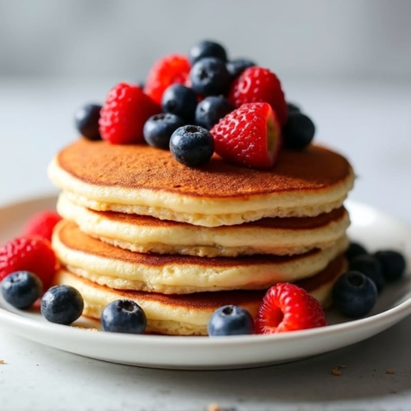 High-Protein Fluffy Pancakes with Fresh Berries