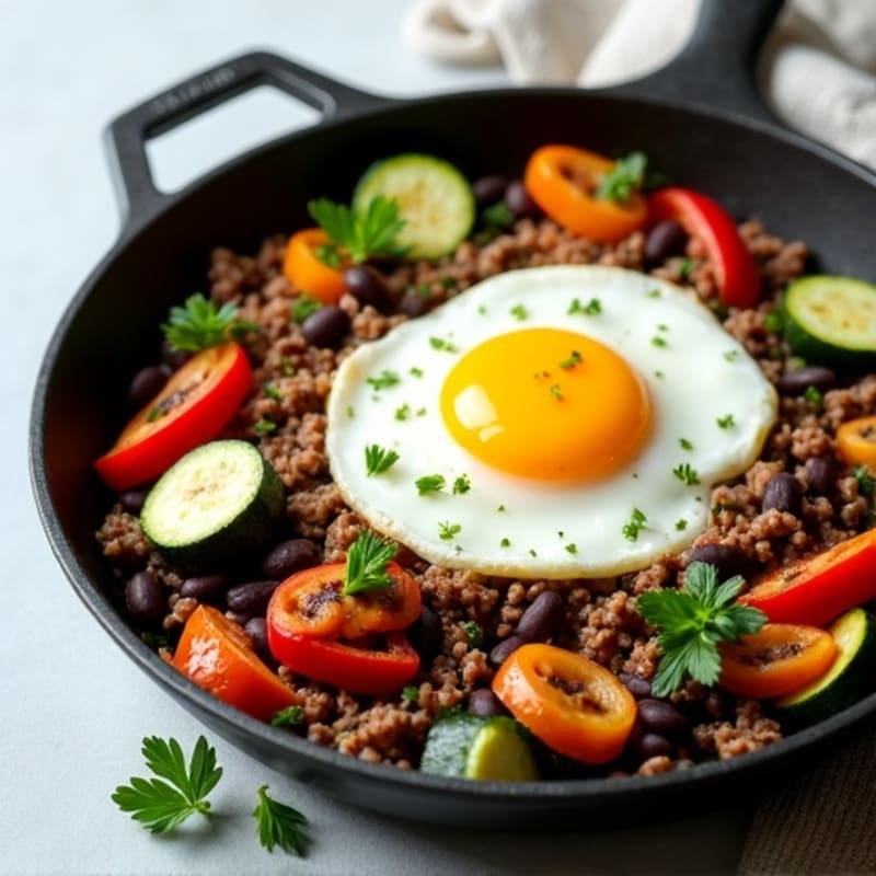 Garlic-Herb Skillet Ground Beef with Roasted Vegetables