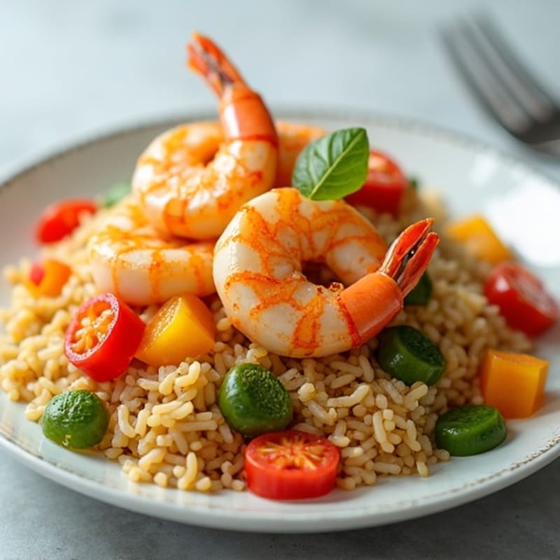 Fresh Seafood and Saffron Rice with Crisp Vegetables