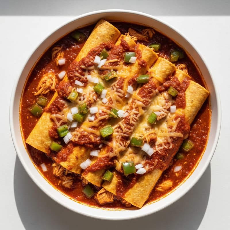 Chicken Enchiladas with Red Chili Sauce
