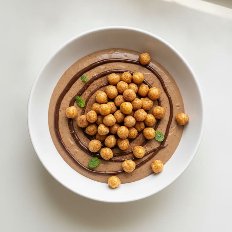 Creamy Ripple Protein Pudding with Chickpea Crisp