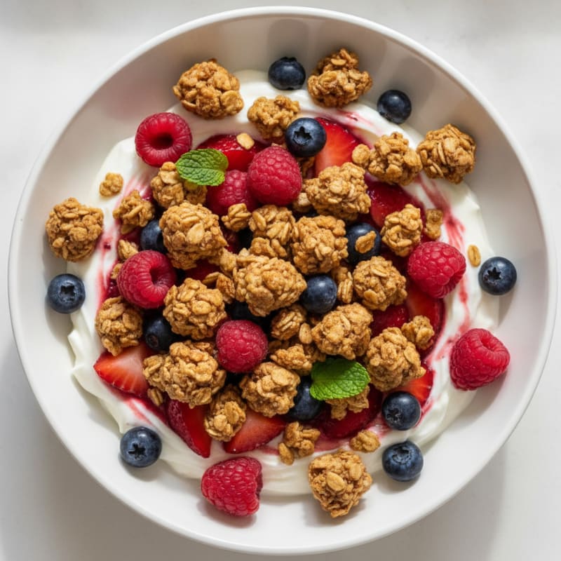 Creamy Greek Yogurt Parfait with Mixed Berries and Protein Granola