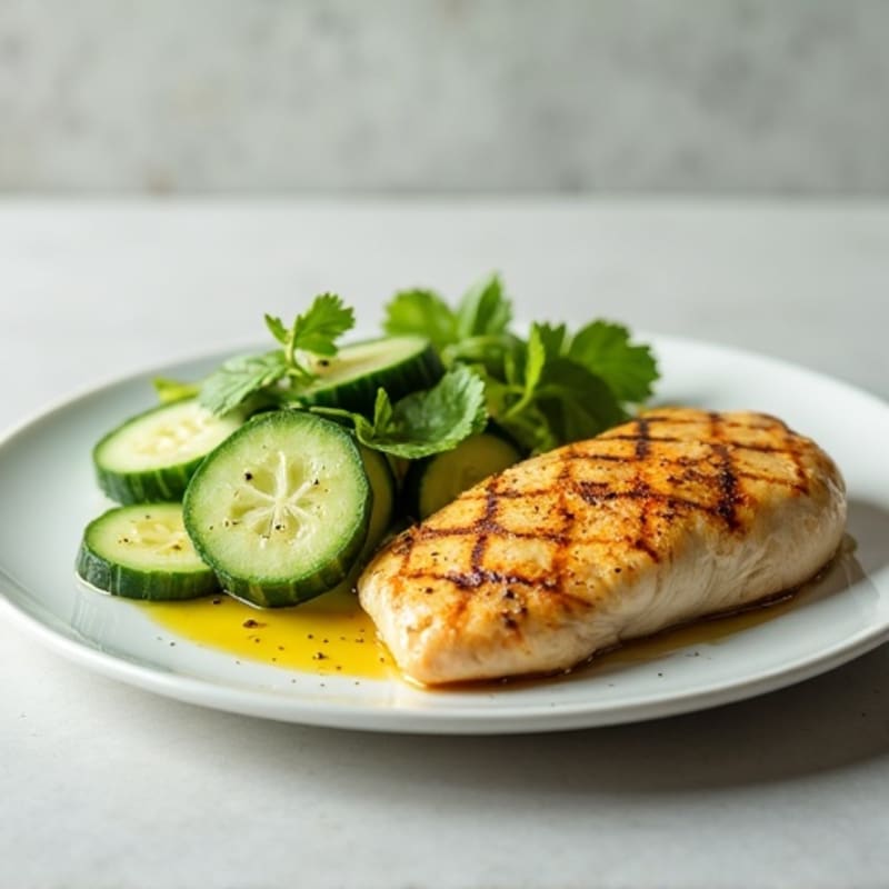 Grilled Chicken Breast with Cucumber Salad