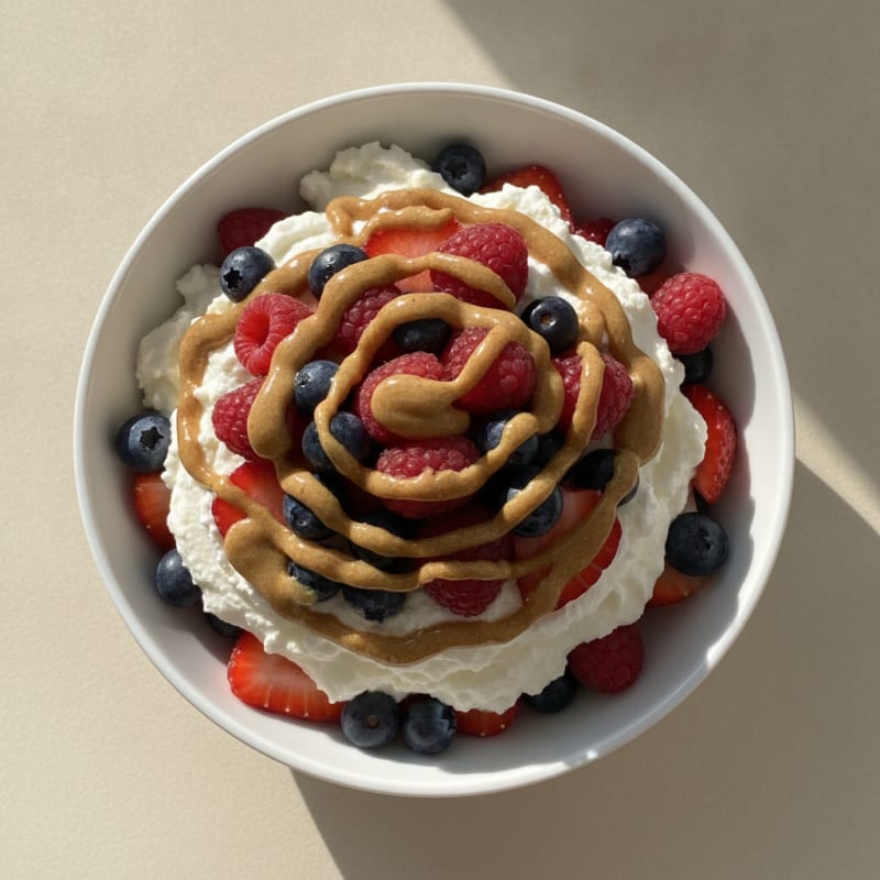 Greek Yogurt Protein Parfait with Mixed Berries and Almond Butter