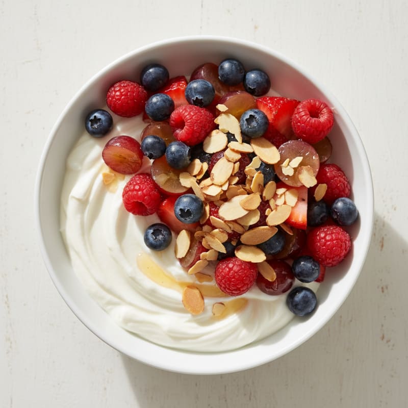 Greek Yogurt Protein Bowl with Mixed Berries and Almonds