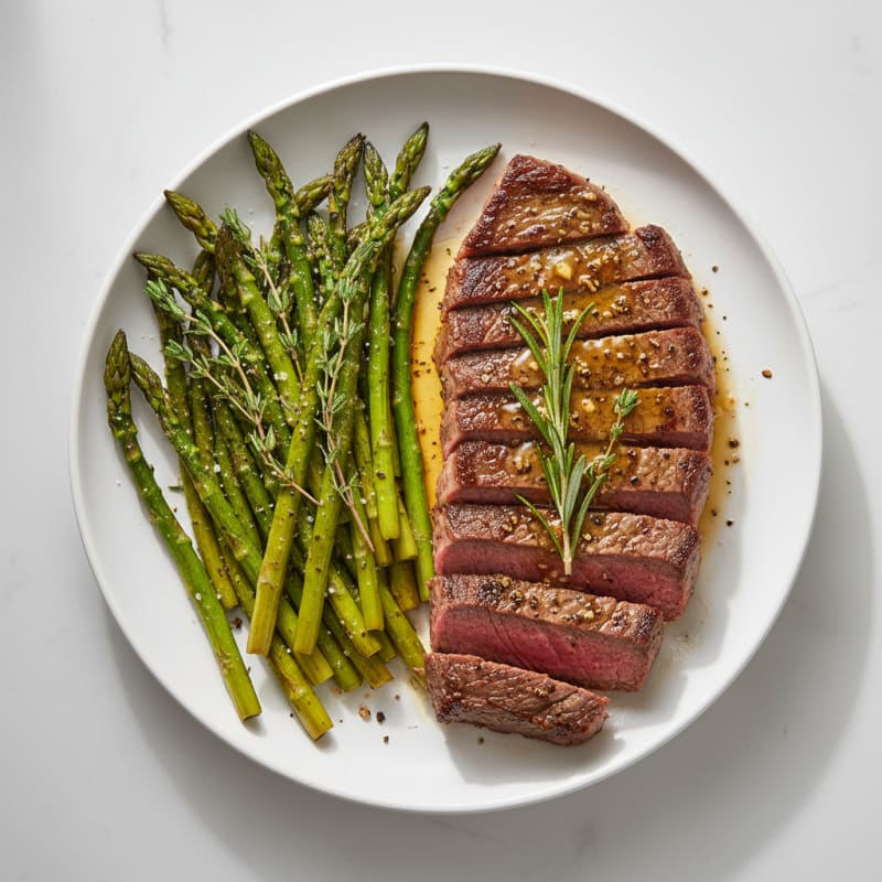 Garlic Herb Butter Steak with Asparagus