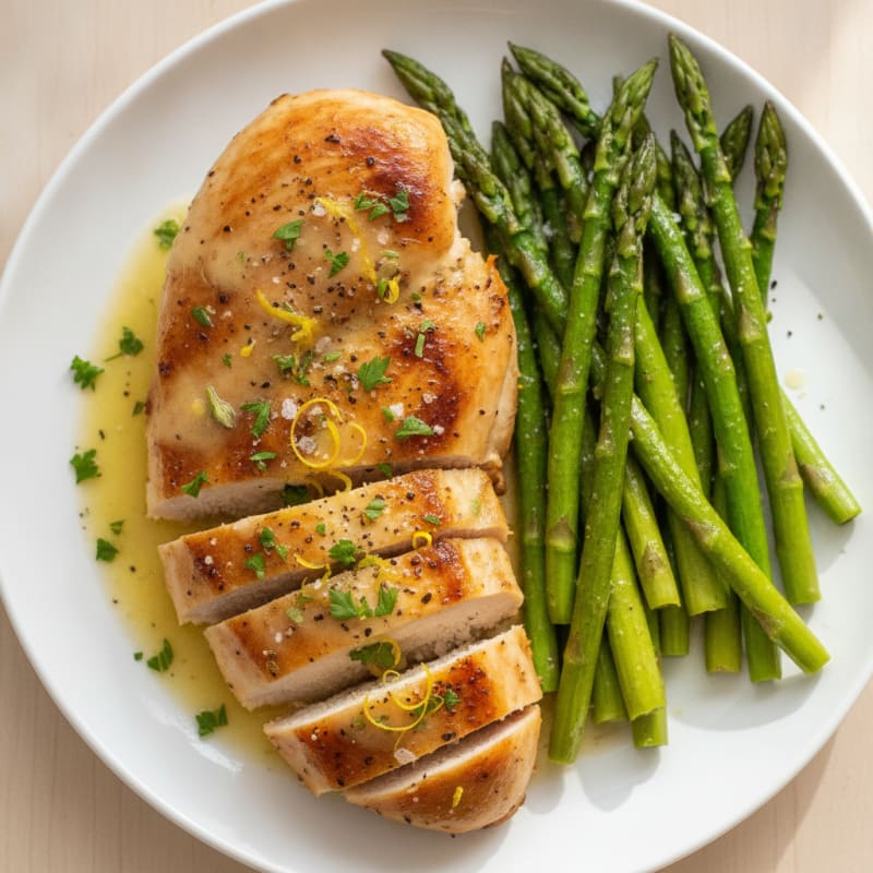 Lemon Herb Roasted Chicken with Asparagus