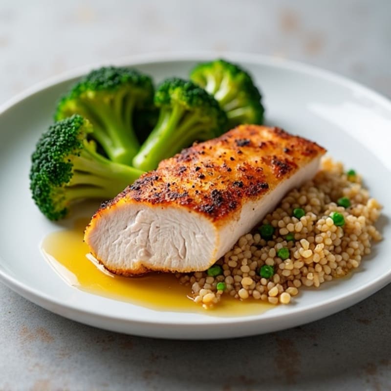 Seared Turkey Breast with Roasted Broccoli and Quinoa