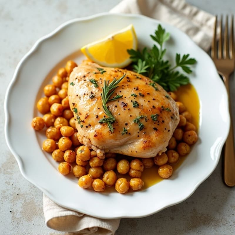 Lemon-Herb Roasted Chicken with Crispy Chickpeas