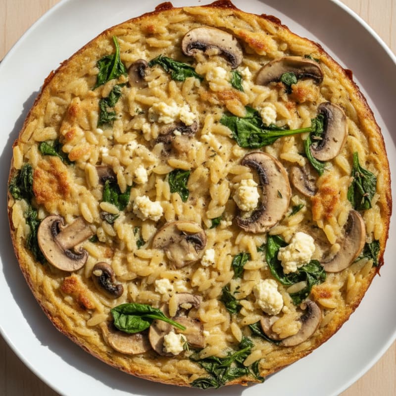 Mushroom and Spinach Risoni Bake