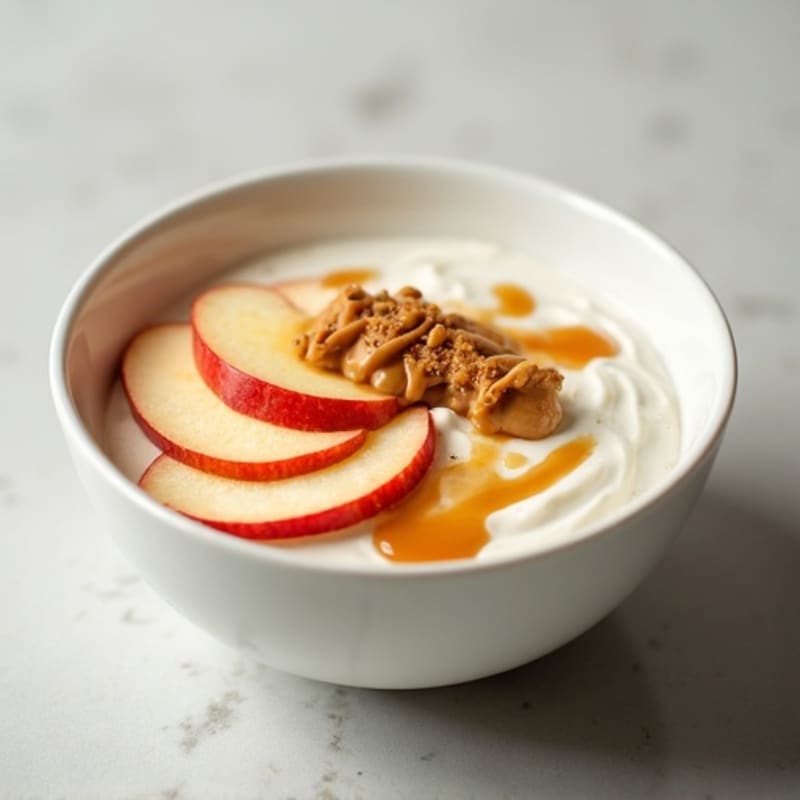 Greek Yogurt Bowl with Sliced Apples and Almond Butter