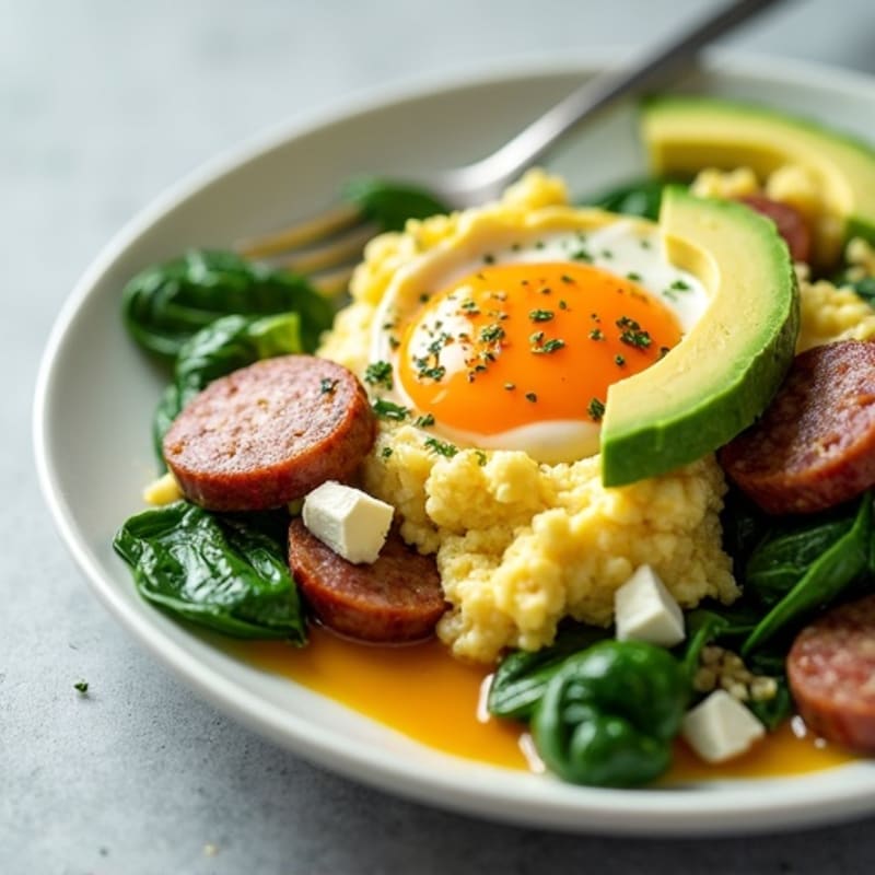 Egg White and Turkey Sausage Scramble with Spinach