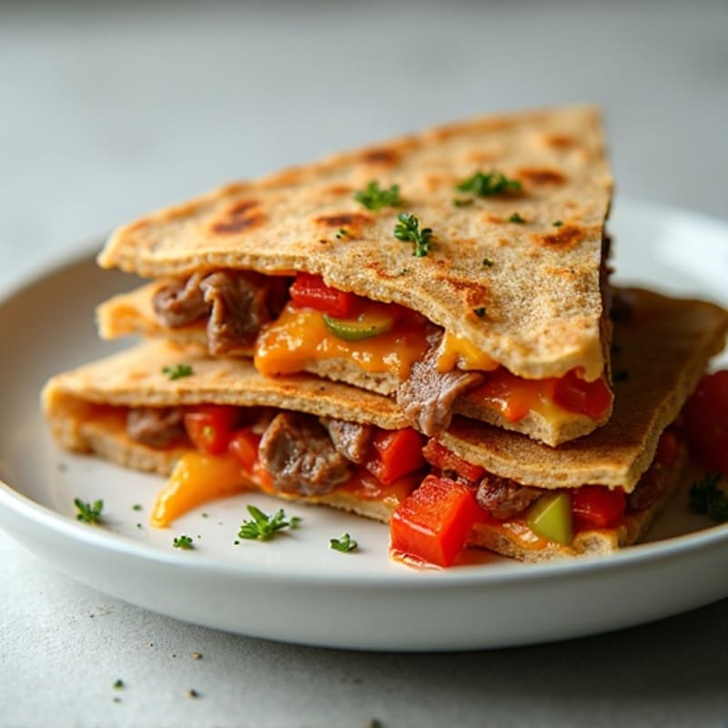 Spicy Lime Steak Quesadillas with Bell Peppers