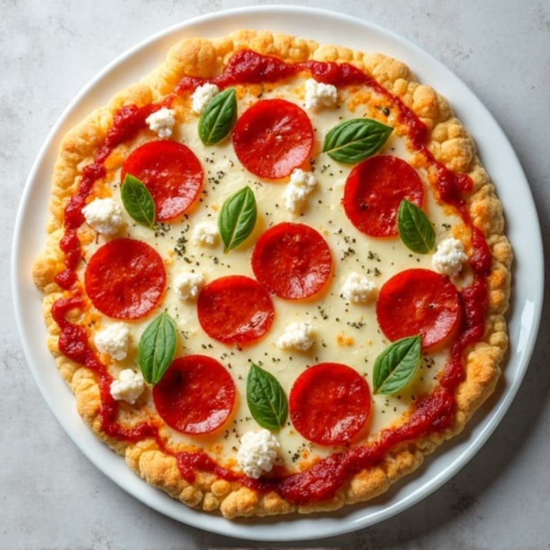 Crispy Cauliflower Crust Pizza with Turkey Pepperoni