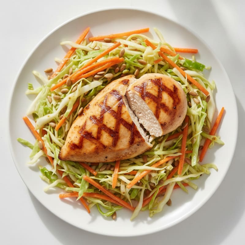 Grilled Chicken Breast with Crunchy Cabbage Slaw