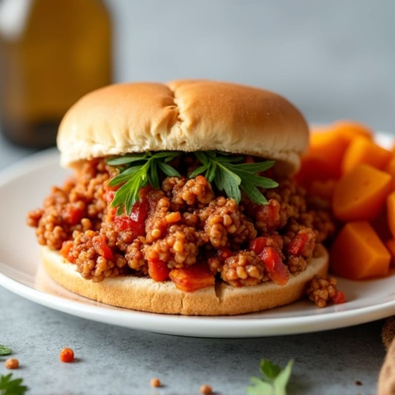 Lean Ground Turkey Sloppy Joes with Crispy Roasted Sweet Potatoes