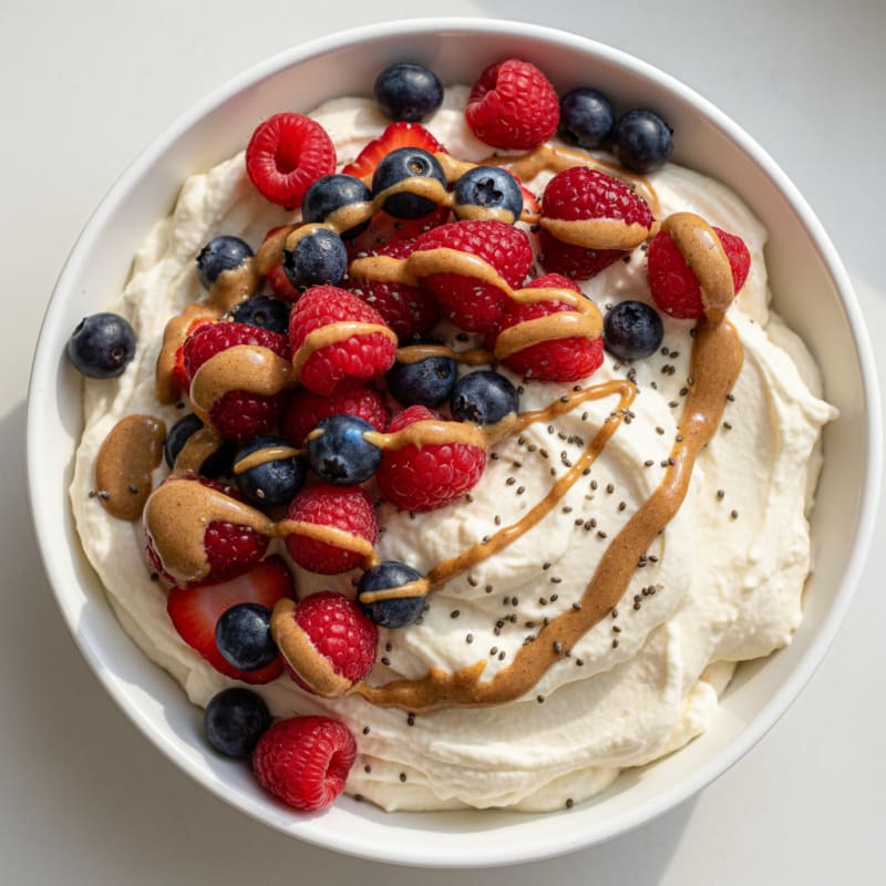 Greek Yogurt Protein Mousse with Mixed Berries