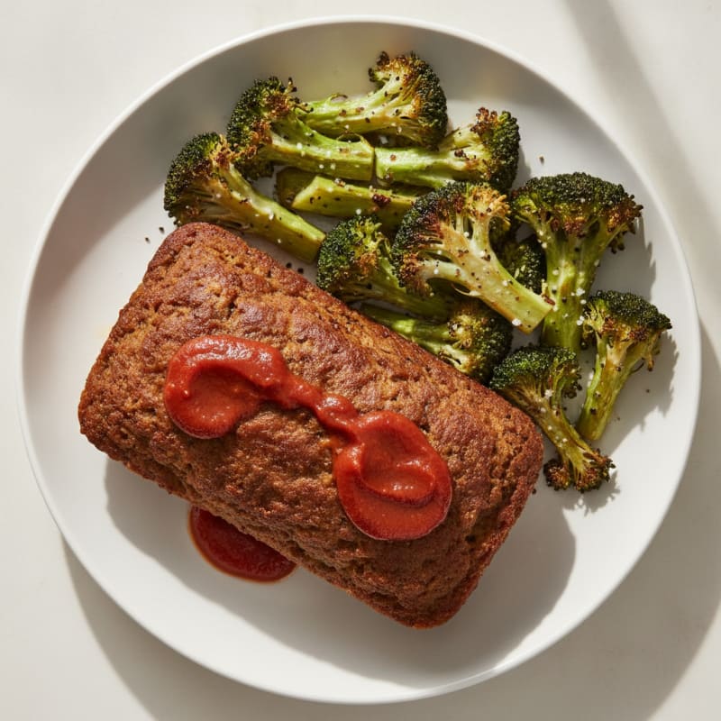 Classic Beef Meatloaf with Roasted Broccoli