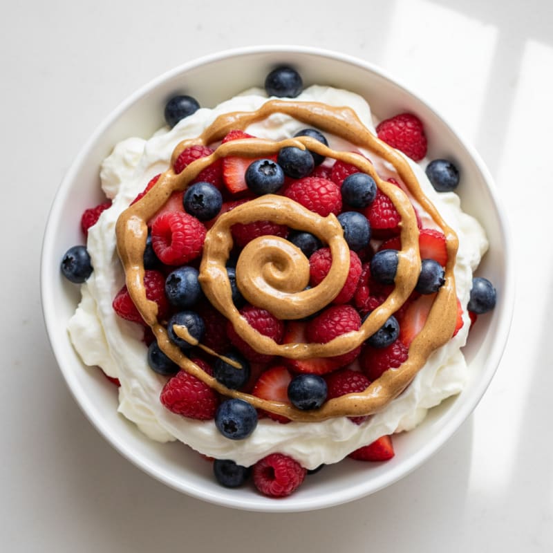 Greek Yogurt Protein Parfait with Mixed Berries and Almond Butter