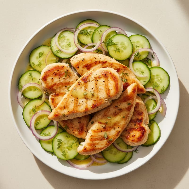 Yogurt-Marinated Chicken with Cucumber Salad
