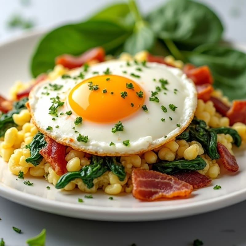 Cottage Cheese Scramble with Spinach and Turkey Bacon