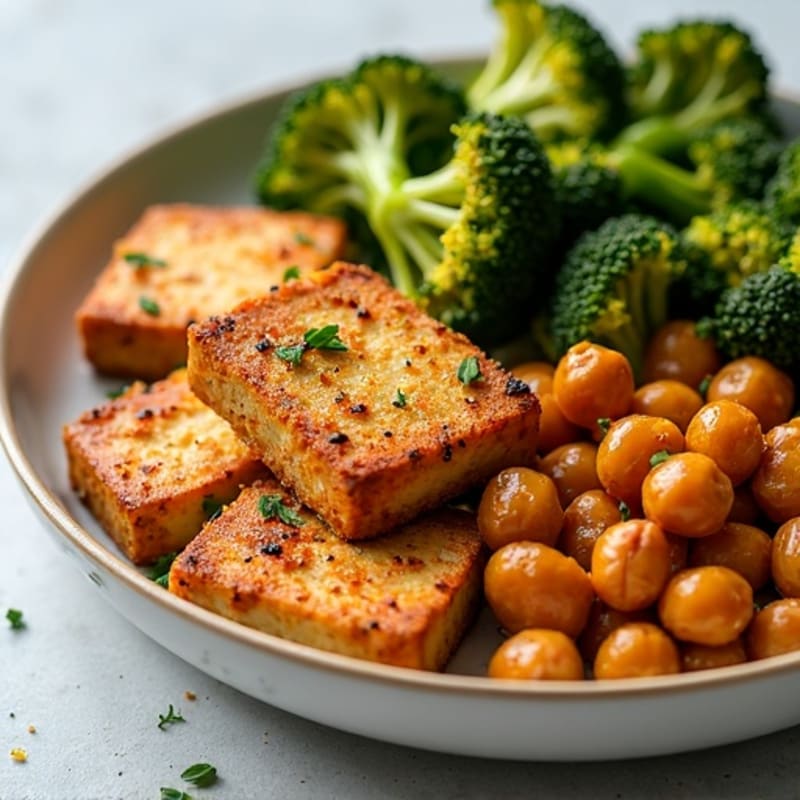 Crispy Baked Tofu with Roasted Broccoli