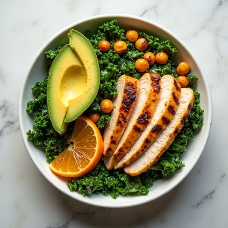 Crunchy Avocado Kale Bowl with Citrus Vinaigrette