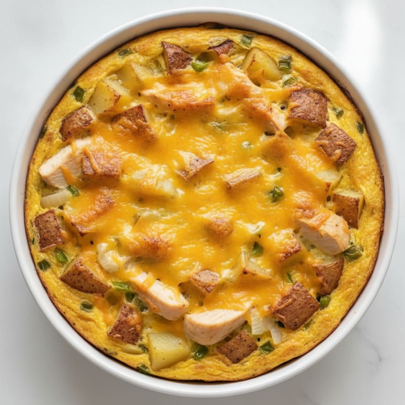 Cheesy Chicken and Potato Egg Bake