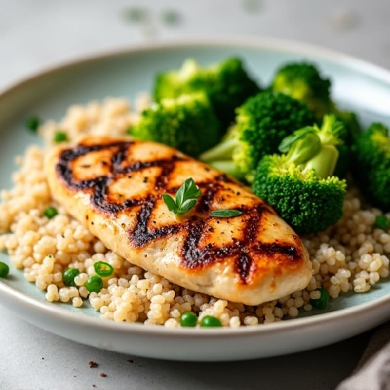 Grilled Chicken Breast with Quinoa and Steamed Broccoli