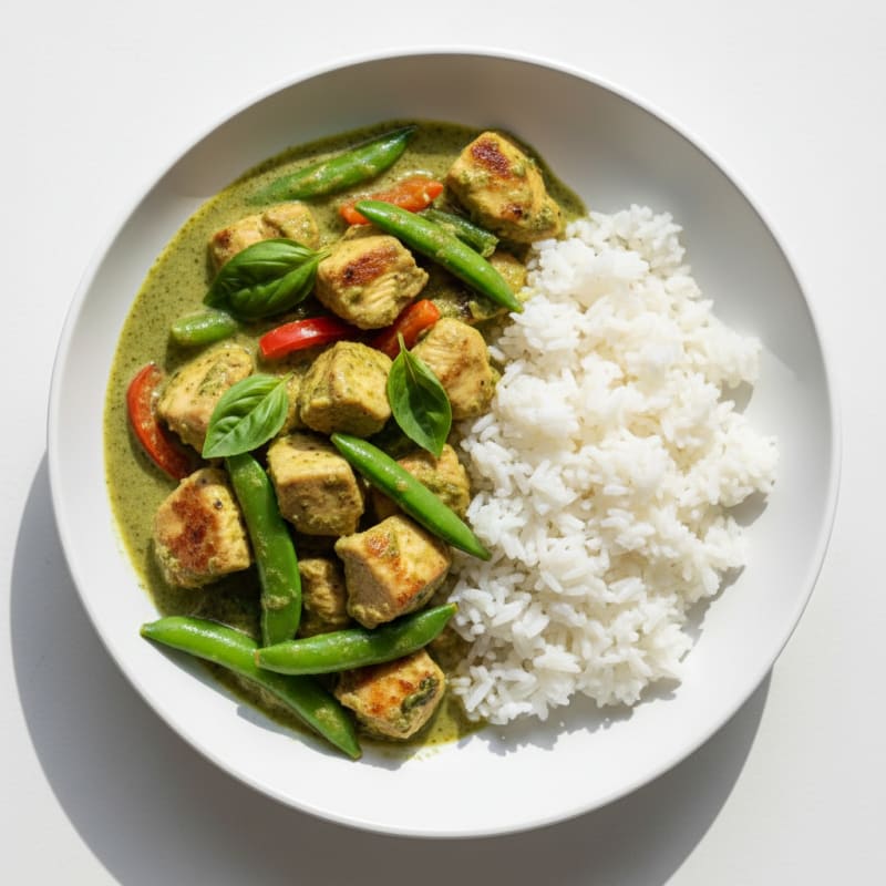 Green Curry Chicken with Coconut Rice