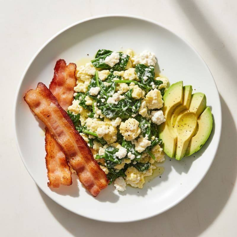 Egg White Scramble with Turkey Bacon and Avocado